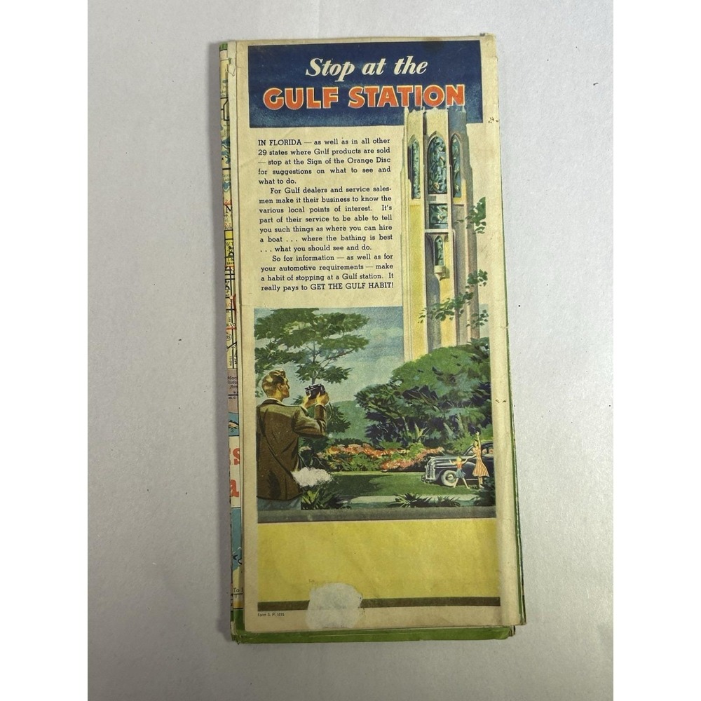 Vintage 1950s Gulf Tourguide Road Map Florida Vacation Gas Oil Service Station - Picture 2 of 6